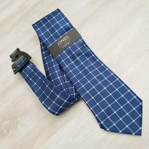 NEW Jones New York Textured Grid Blue & White Tie